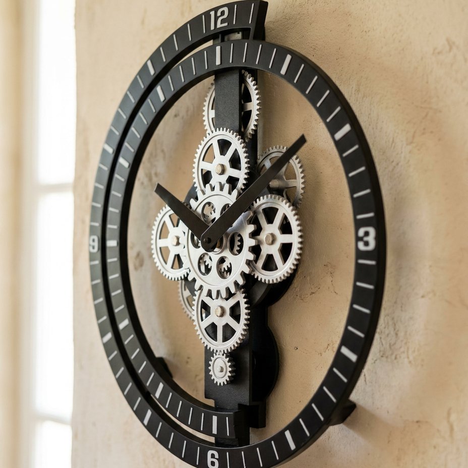 Metal Cogs Wall Clock for UK interiors