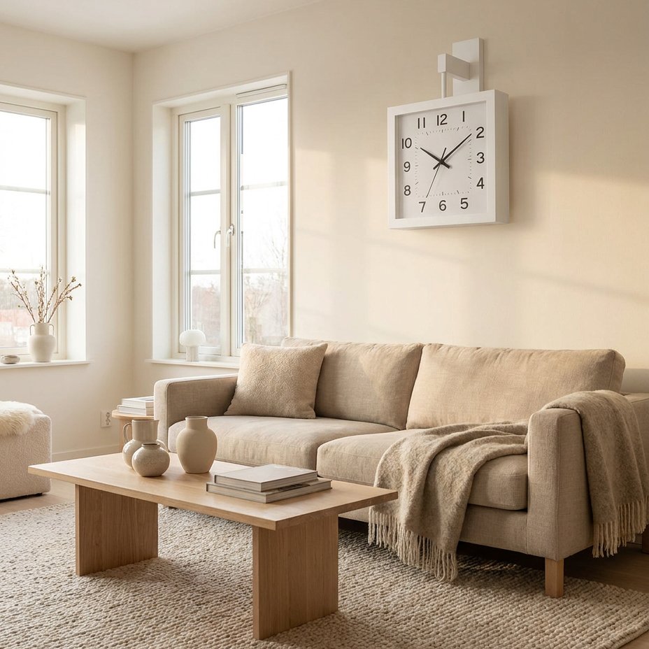 Square Hanging Wall Clock for UK interiors