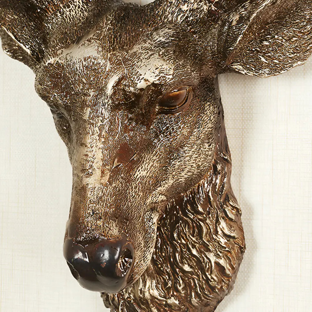 Deer Head Wall Clock – Copper Roman Numerals