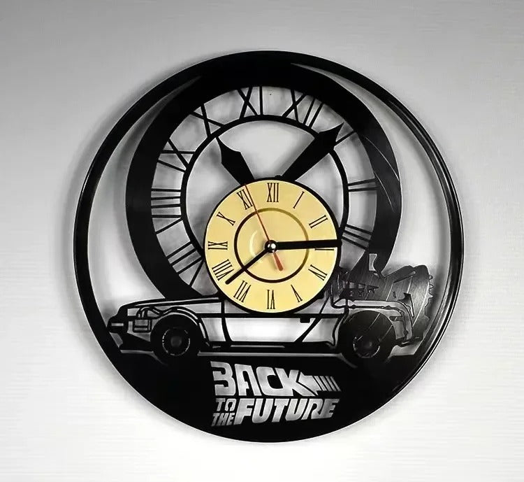 Retro-Futuristic DeLorean Vinyl Wall Clock for UK interiors