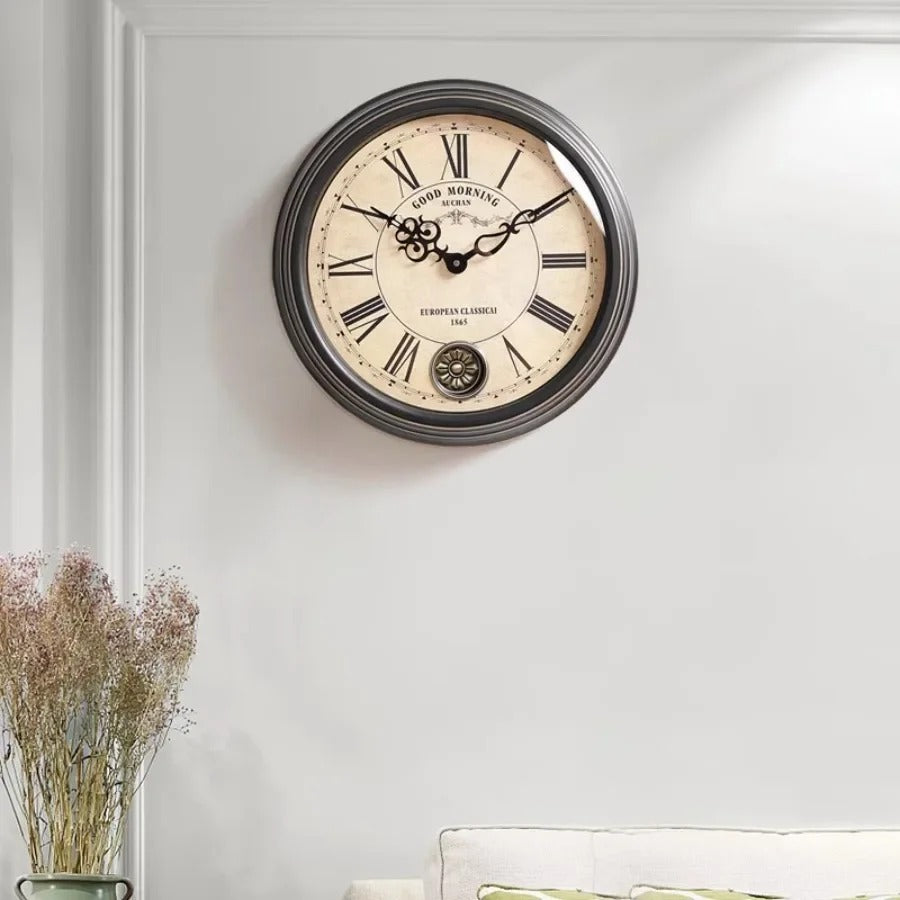 Classic Vintage Roman Numeral Wall Clock for UK interiors