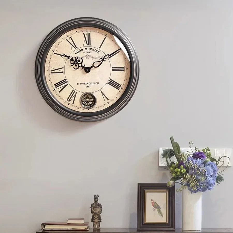 Classic Vintage Roman Numeral Wall Clock for UK interiors