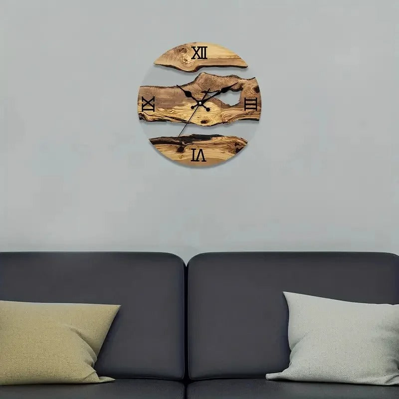 Rustic Cracked Wood-Effect Wall Clock for UK interiors