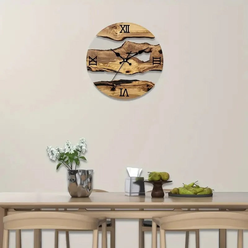 Rustic Cracked Wood-Effect Wall Clock for UK interiors