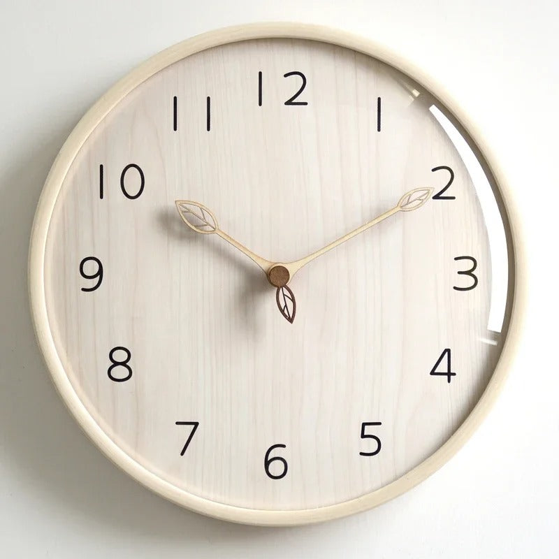 Wooden Leaves Wall Clock for UK interiors