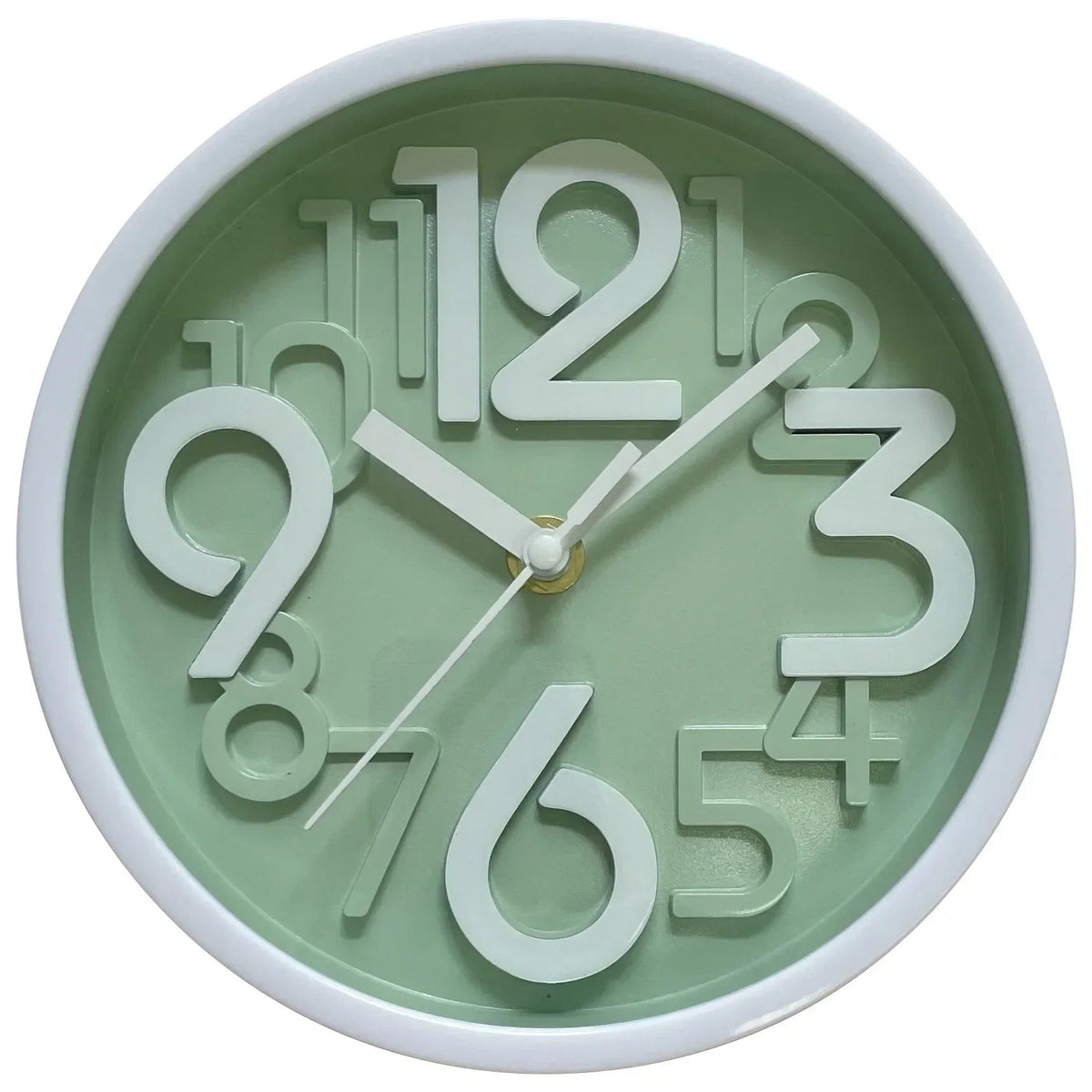 Mint Green Wall Clock with White Numbers for UK interiors