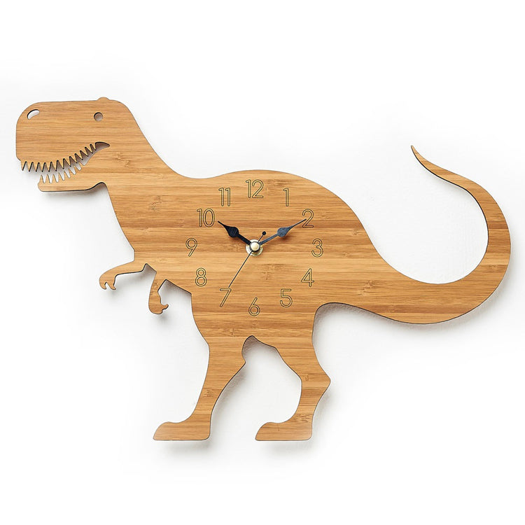 Wooden Dinosaur Wall Clock for UK interiors