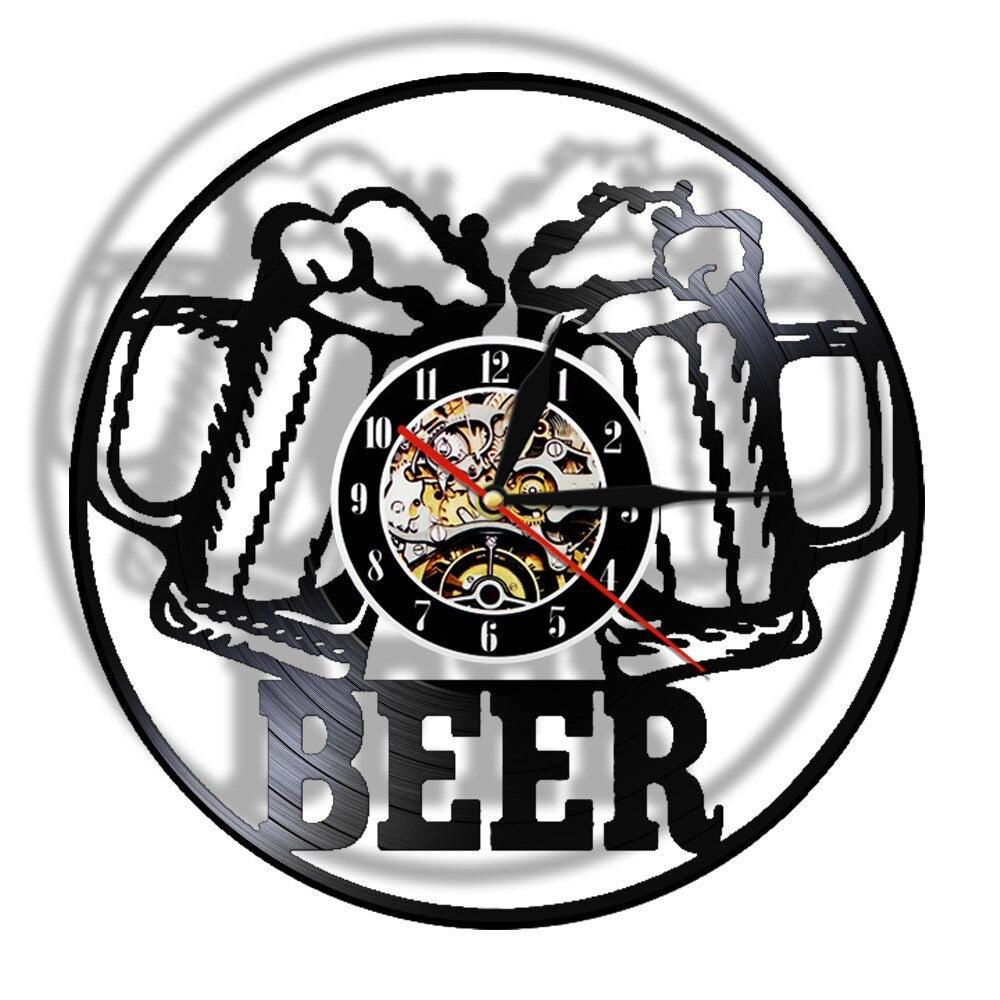 Beer Vinyl Wall Clock for UK interiors
