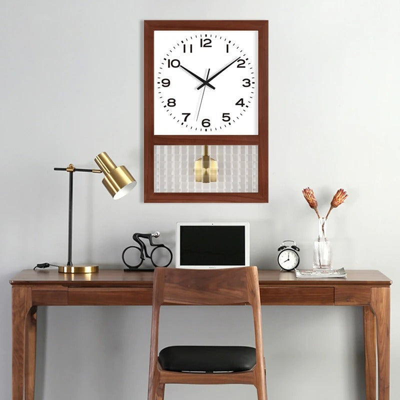 Wooden Wall Clock with Gold Pendulum for UK interiors