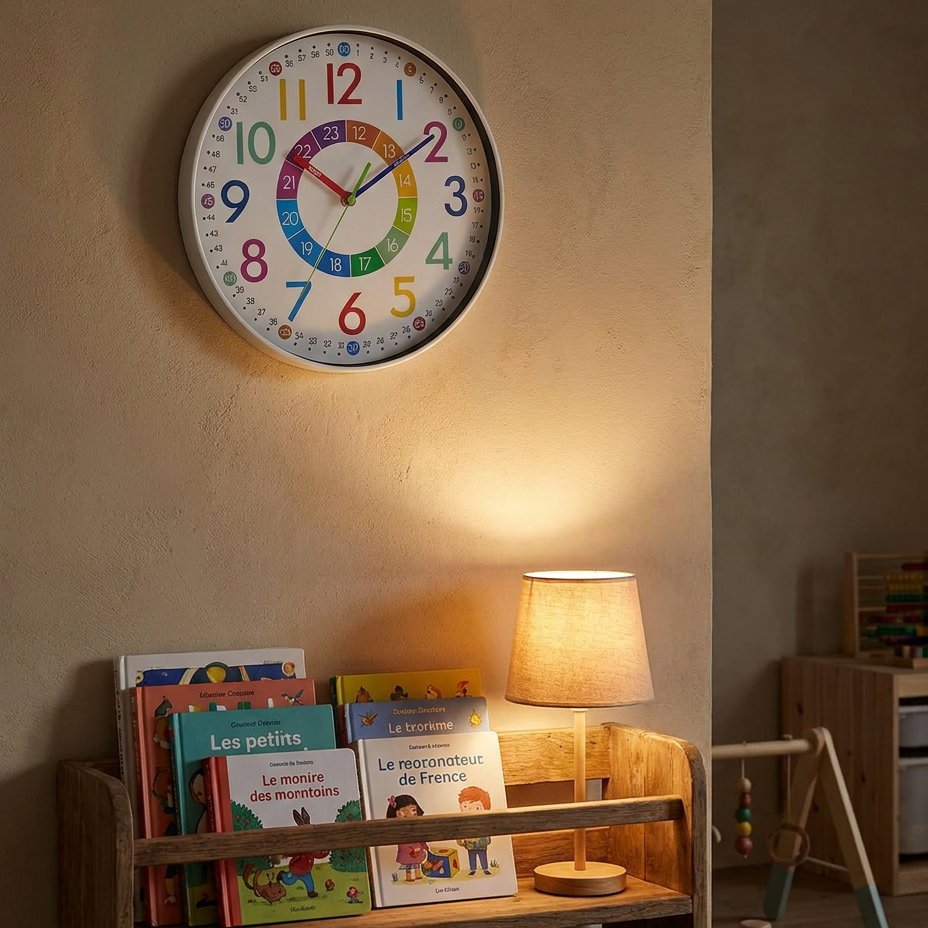 Illuminated Colourful Number Wall Clock – product view 4