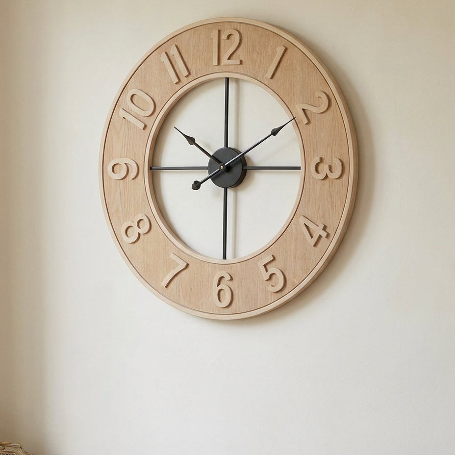 Industrial Wood Wall Clock – product image