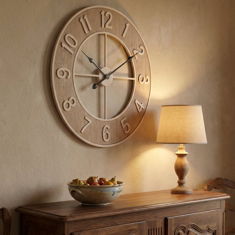 Industrial Wood Wall Clock – product view 4