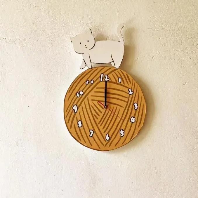 Knitting Cat Wall Clock – product image