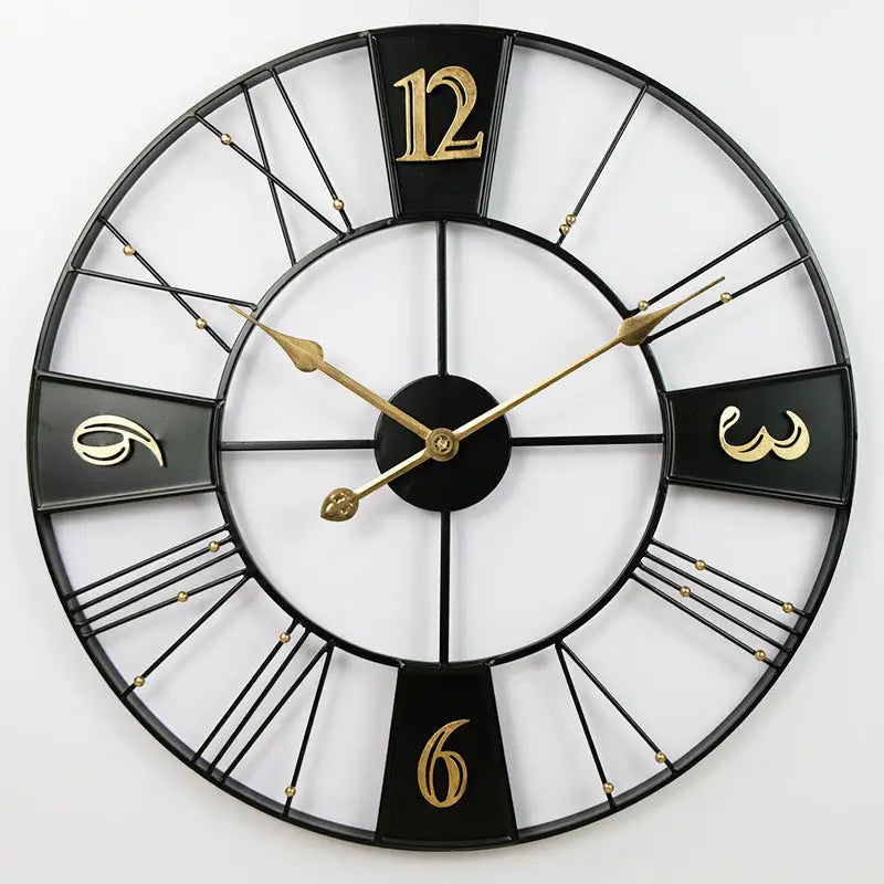 Large Factory Style Wall Clock – Gold Retro