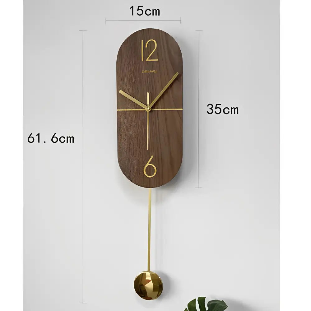 Linéa Walnut and Gold Pendulum Wall Clock – view 4