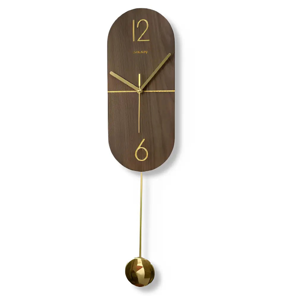 Linéa Walnut and Gold Pendulum Wall Clock – view 10