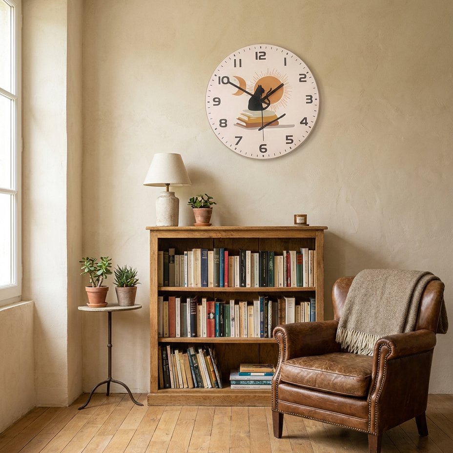 Literary Cat Wall Clock – product view 2