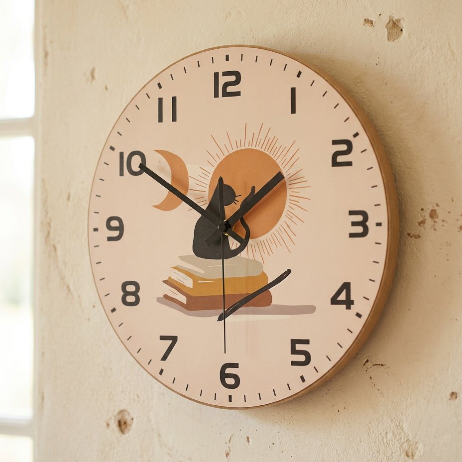 Literary Cat Wall Clock – product view 3