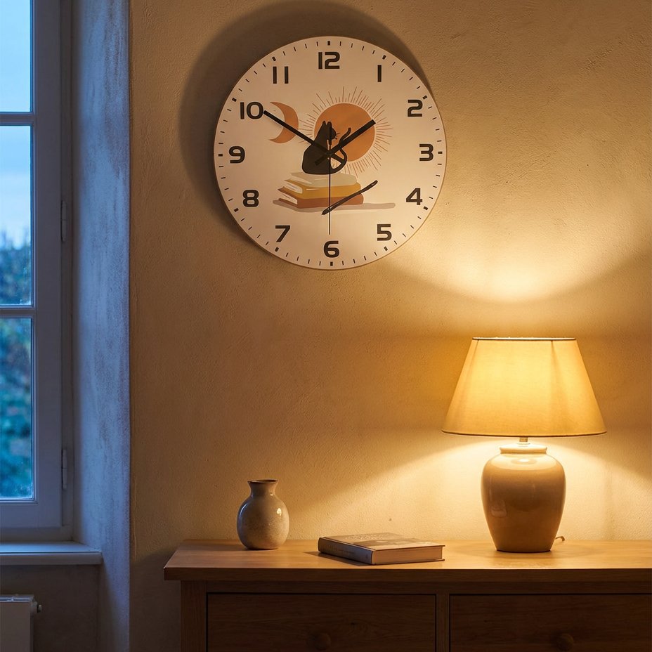 Literary Cat Wall Clock – product view 4