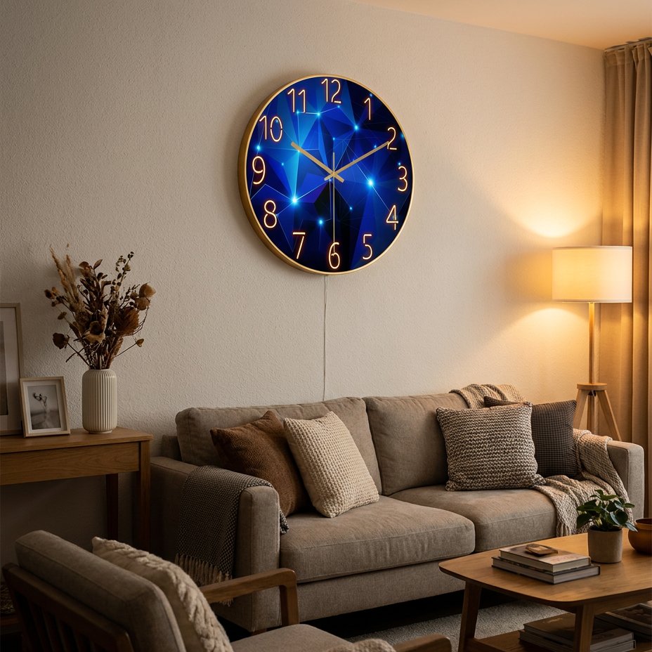 Luminous Geometric Wall Clock – product view 2