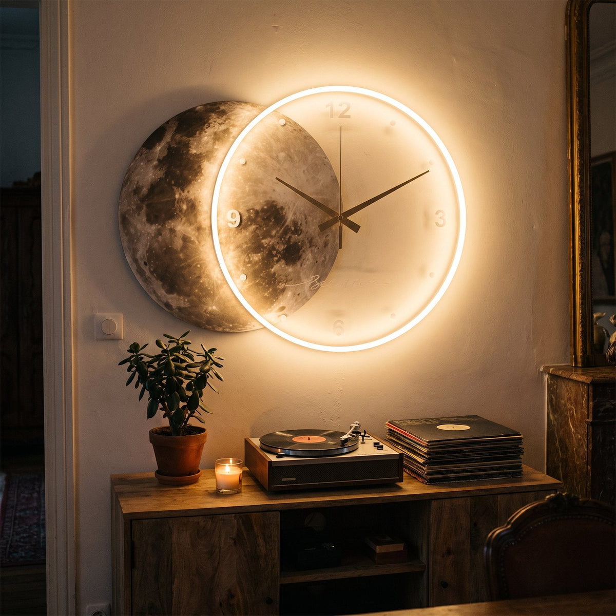 Luminous Moon Wall Clock – product view 4