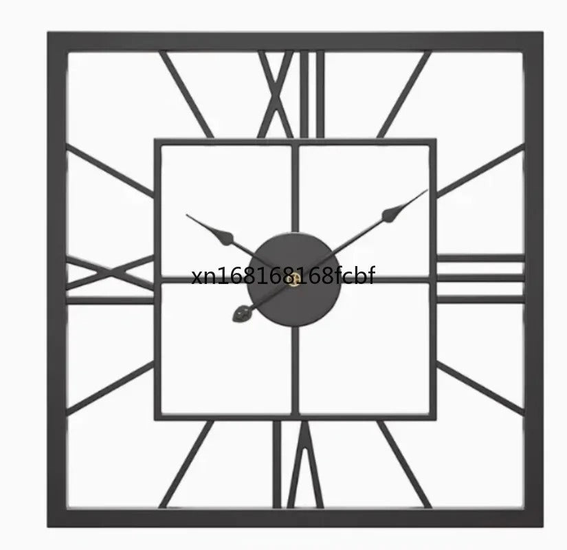 Black Metal Square Mirror Wall Clock for UK interiors