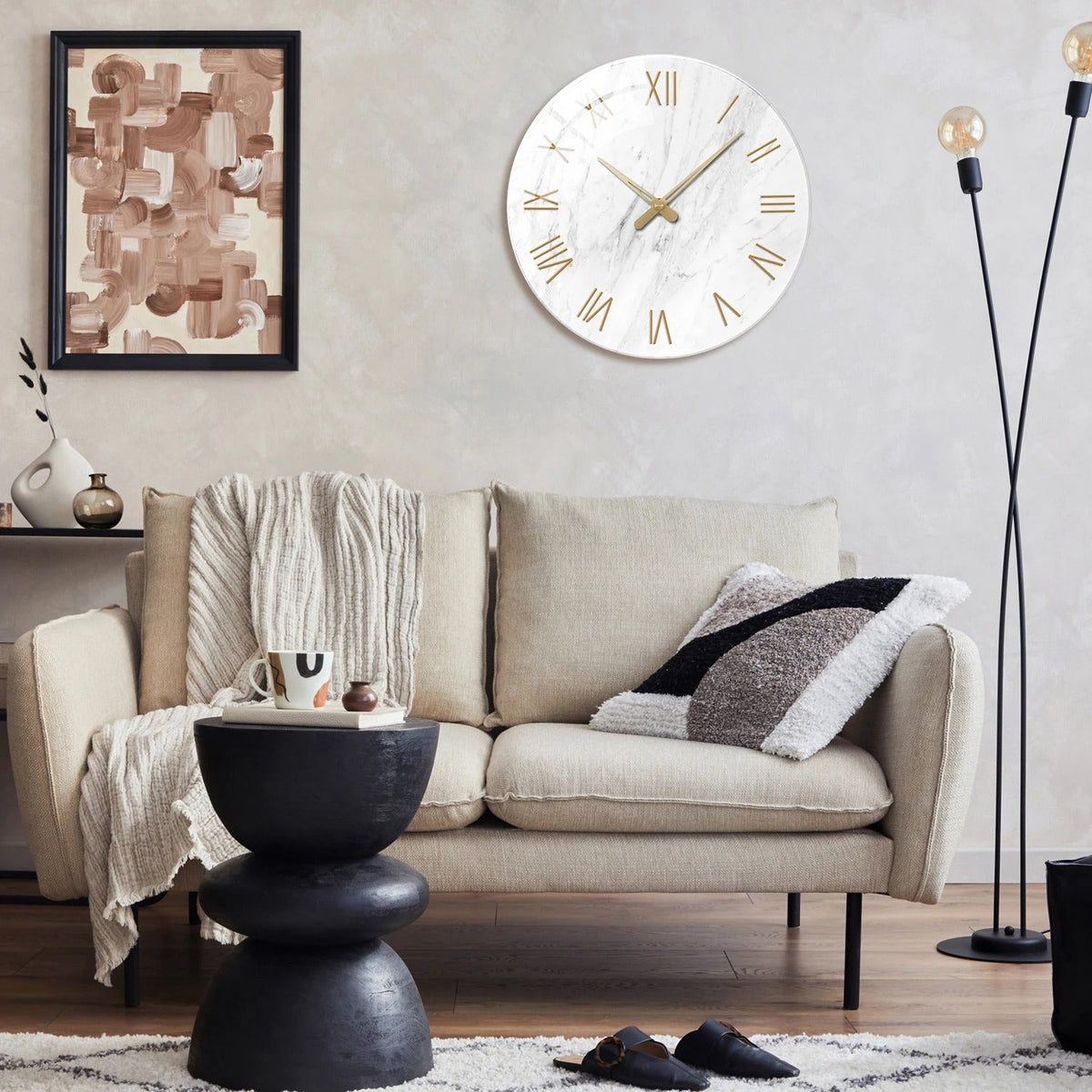 Marble Roman Numeral Wall Clock – product view 3