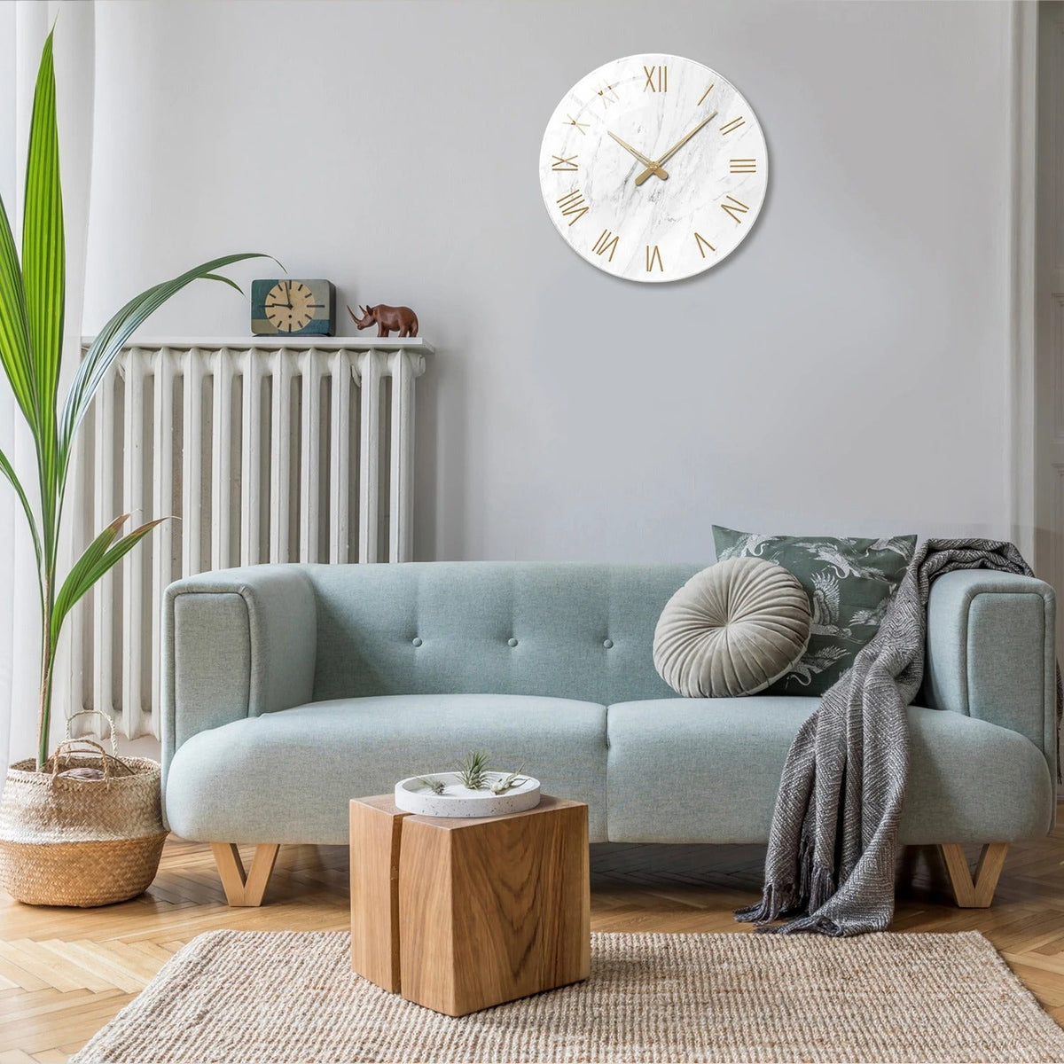 Marble Roman Numeral Wall Clock – product view 4