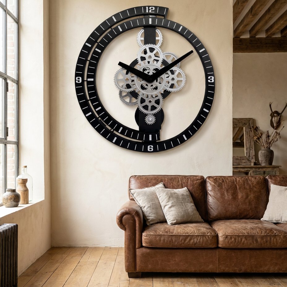 Metal Cogs Wall Clock – product view 2