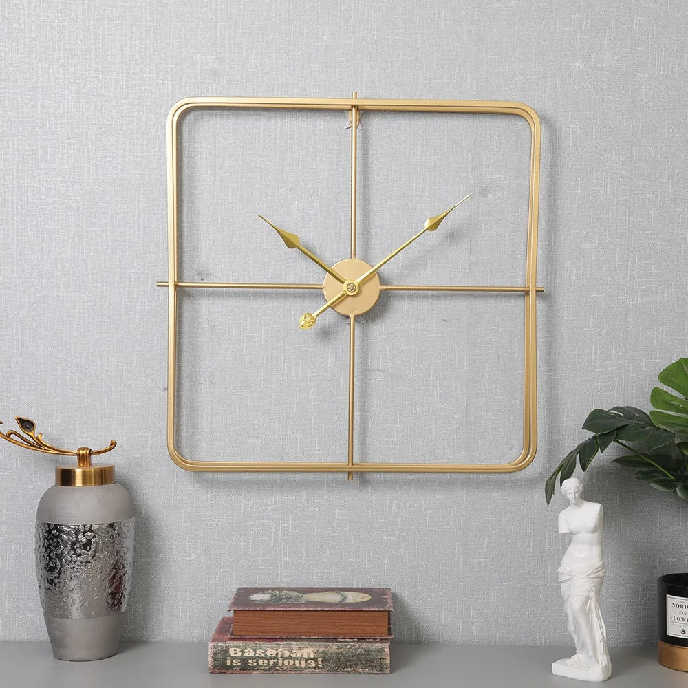 Minimalist Black Square Metal Wall Clock – product view 2