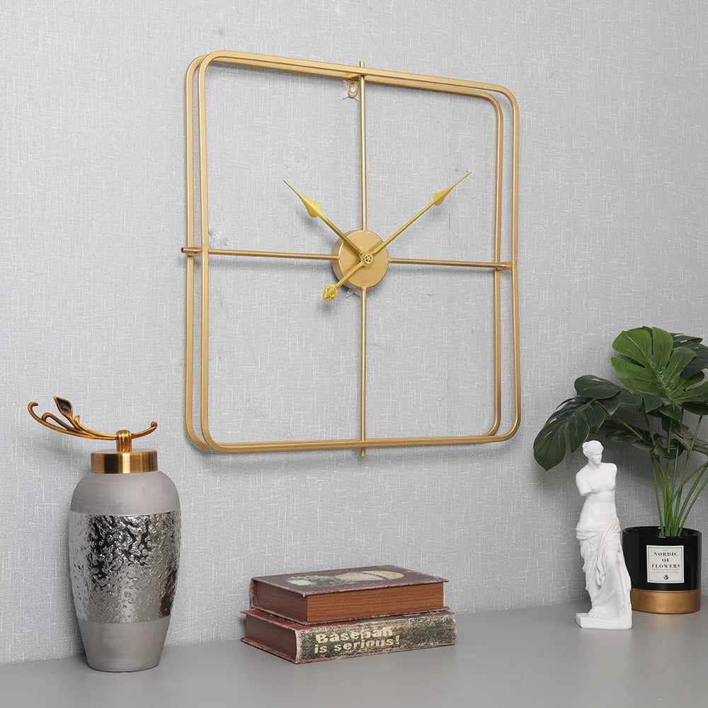 Minimalist Black Square Metal Wall Clock – product view 4