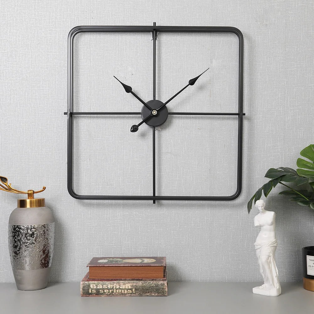 Minimalist Black Square Metal Wall Clock – product view 6