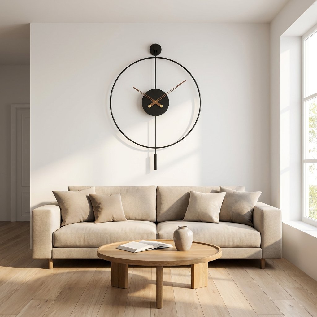 Minimalist Circle Pendulum Wall Clock – product view 2