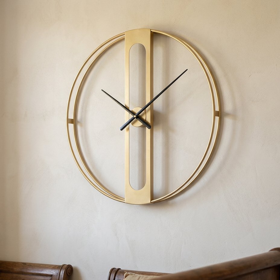 Minimalist Gold Metal Circle Wall Clock – product image