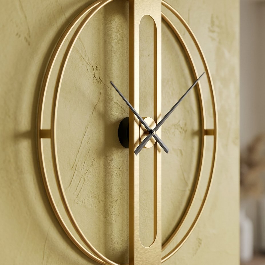 Minimalist Gold Metal Circle Wall Clock – product view 4