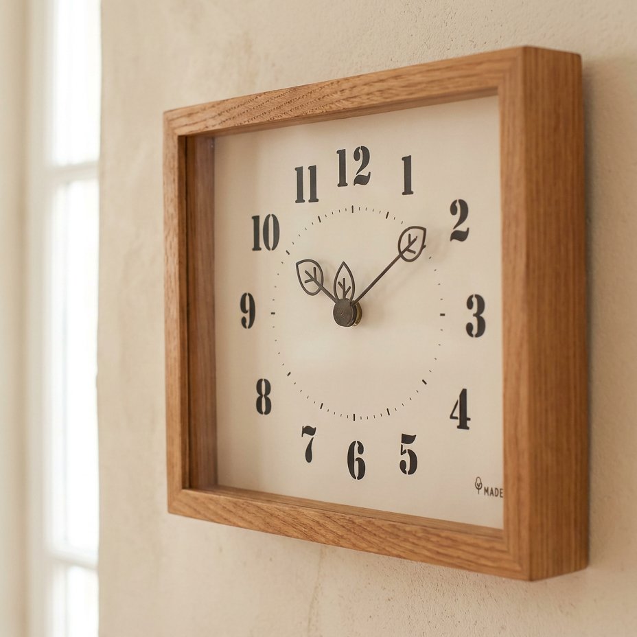 Minimalist Rectangular Wooden Wall Clock – product view 3