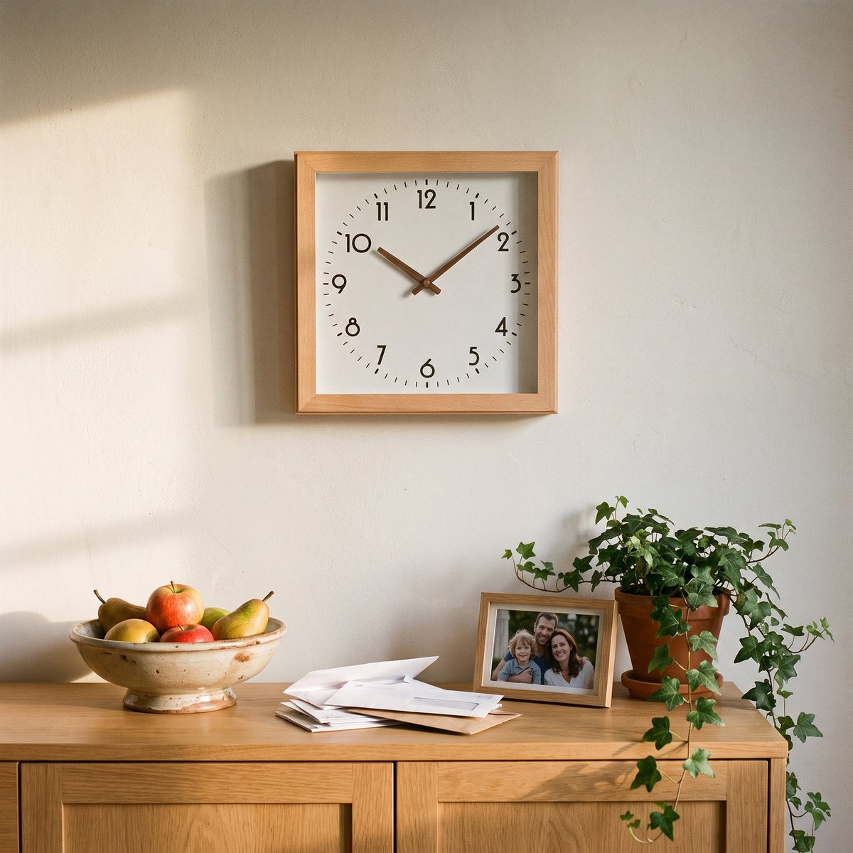 Minimalist Square Wooden Wall Clock – product image
