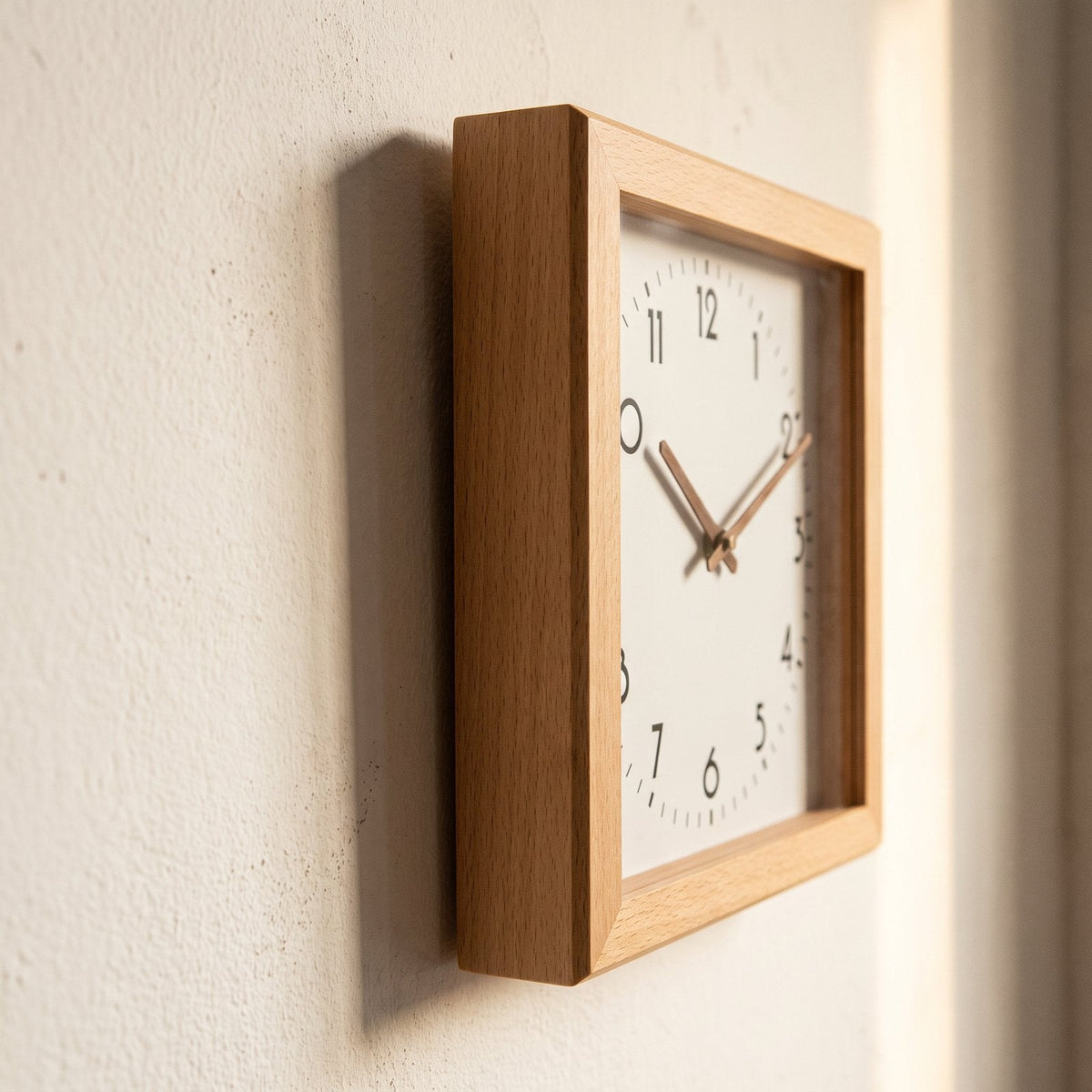 Minimalist Square Wooden Wall Clock – product view 6