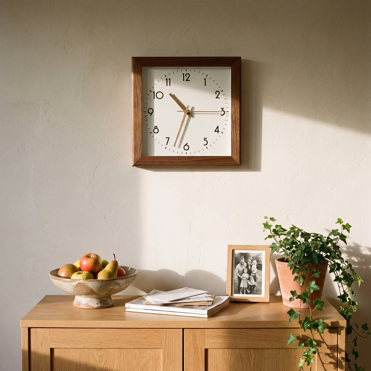 Minimalist Square Wooden Wall Clock – product view 8