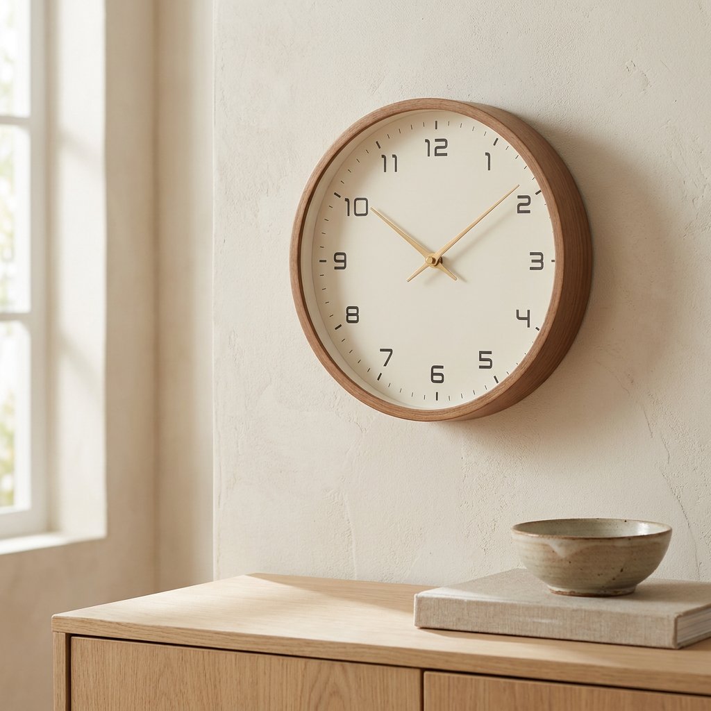 Minimalist Wooden Arabic Numeral Wall Clock – product image