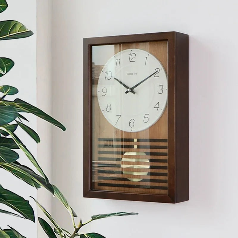Minimalist Wooden Pendulum Frame Wall Clock – product image