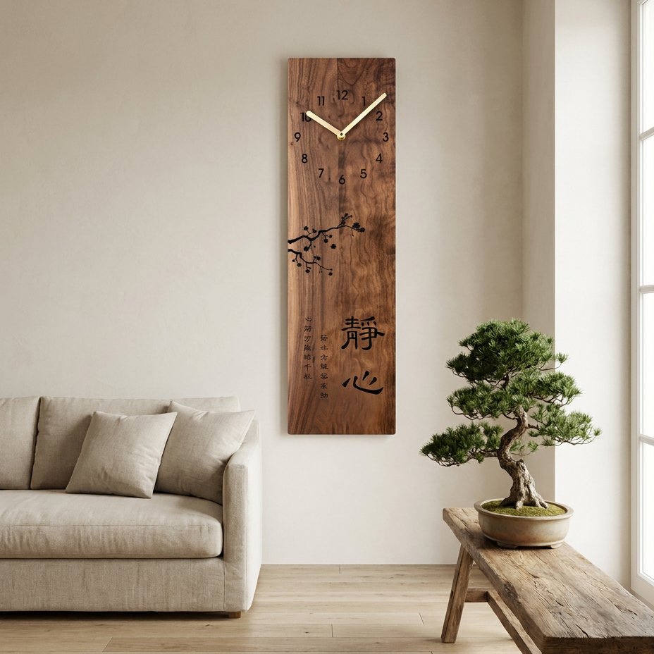 Minimalist Zen Natural Wood Wall Clock – product view 2