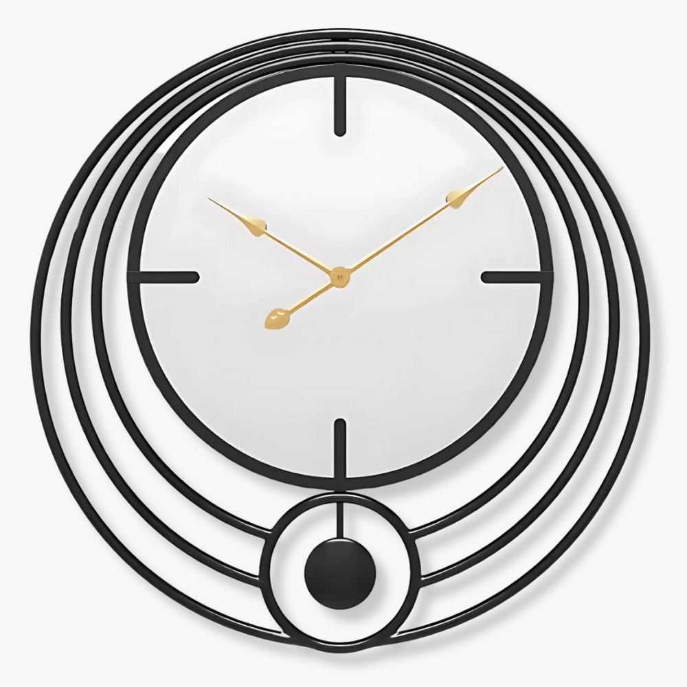 Mirror Wall Clock and Circle Design – Black