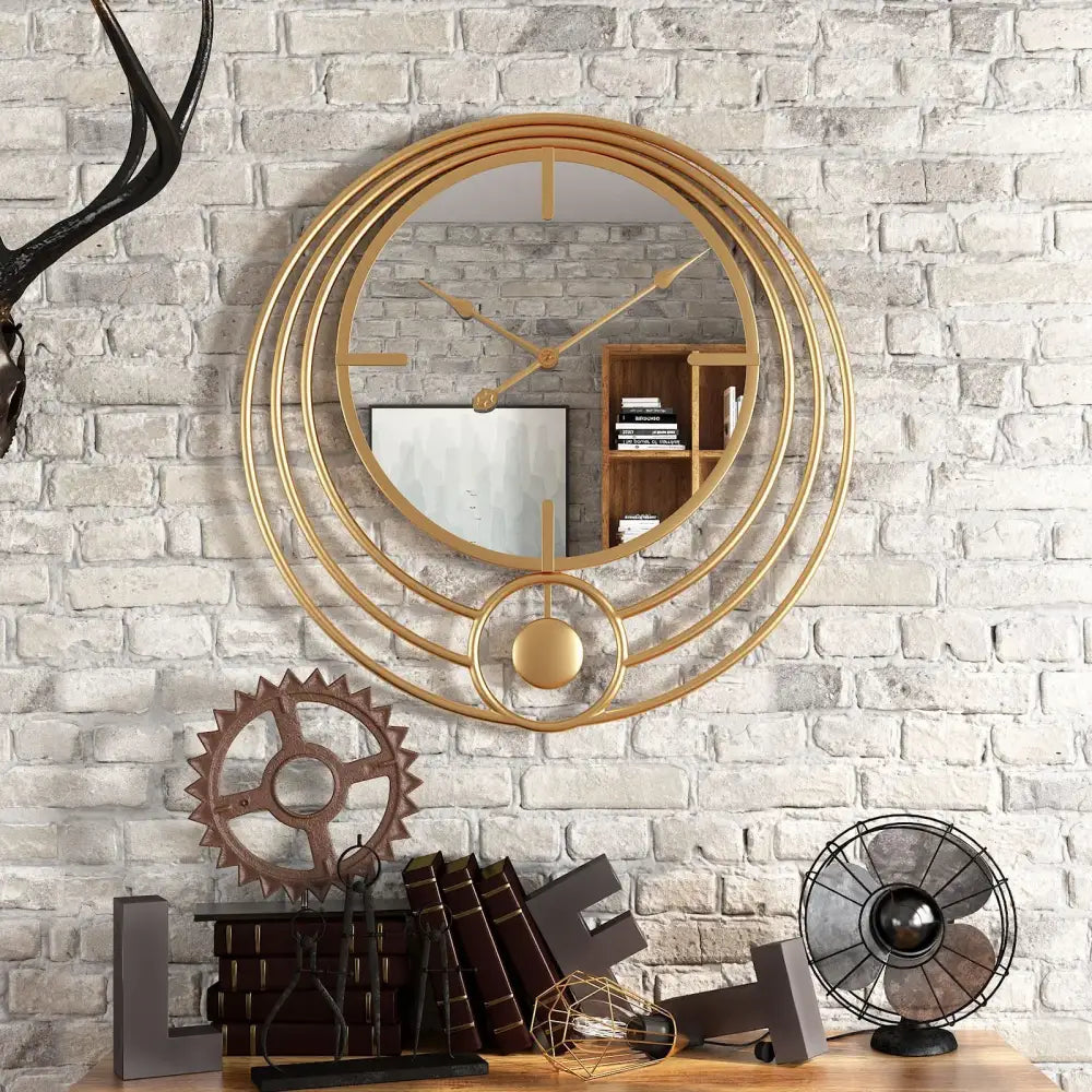 Mirror Wall Clock and Circle Design – view 3