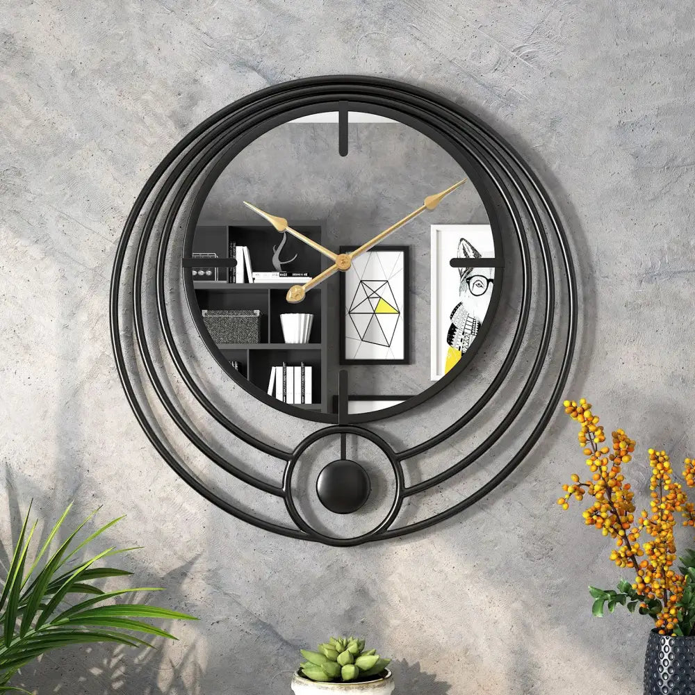 Mirror Wall Clock and Circle Design – view 6