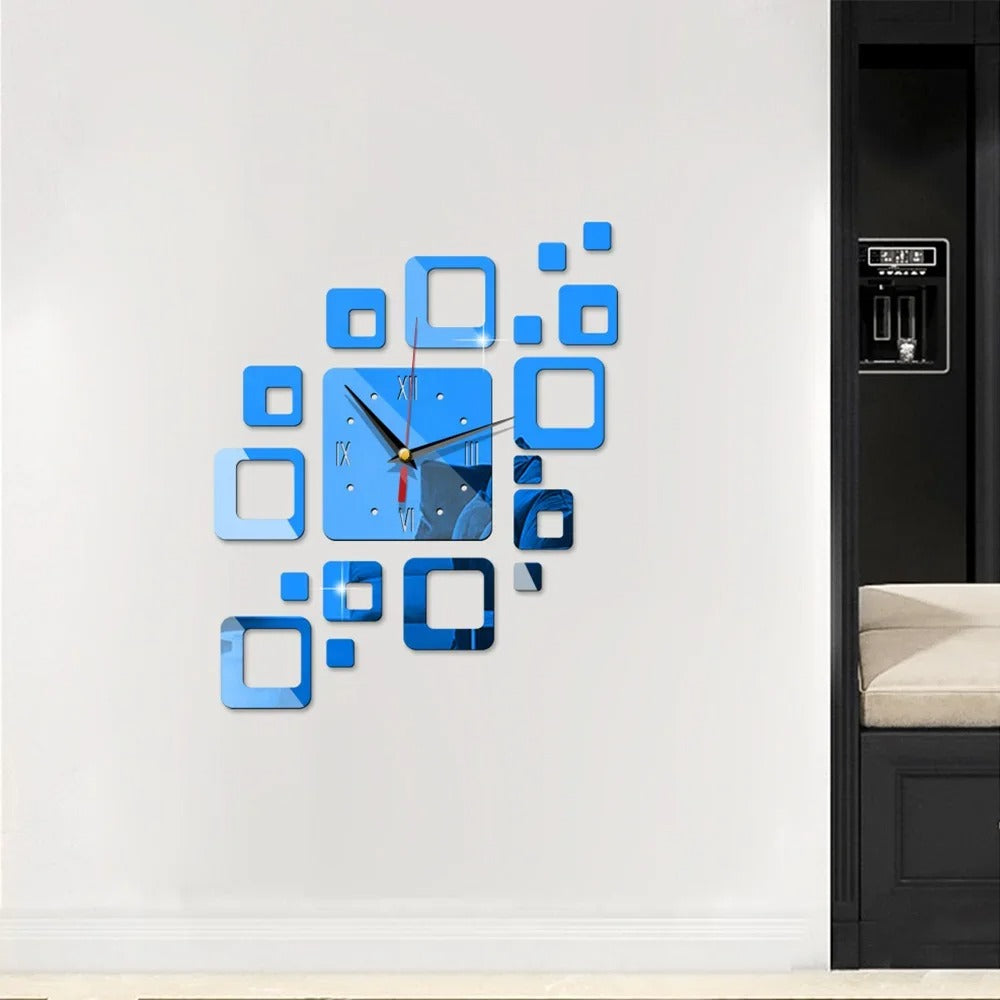 Modern Art Square Mirror Wall Clock – product view 6