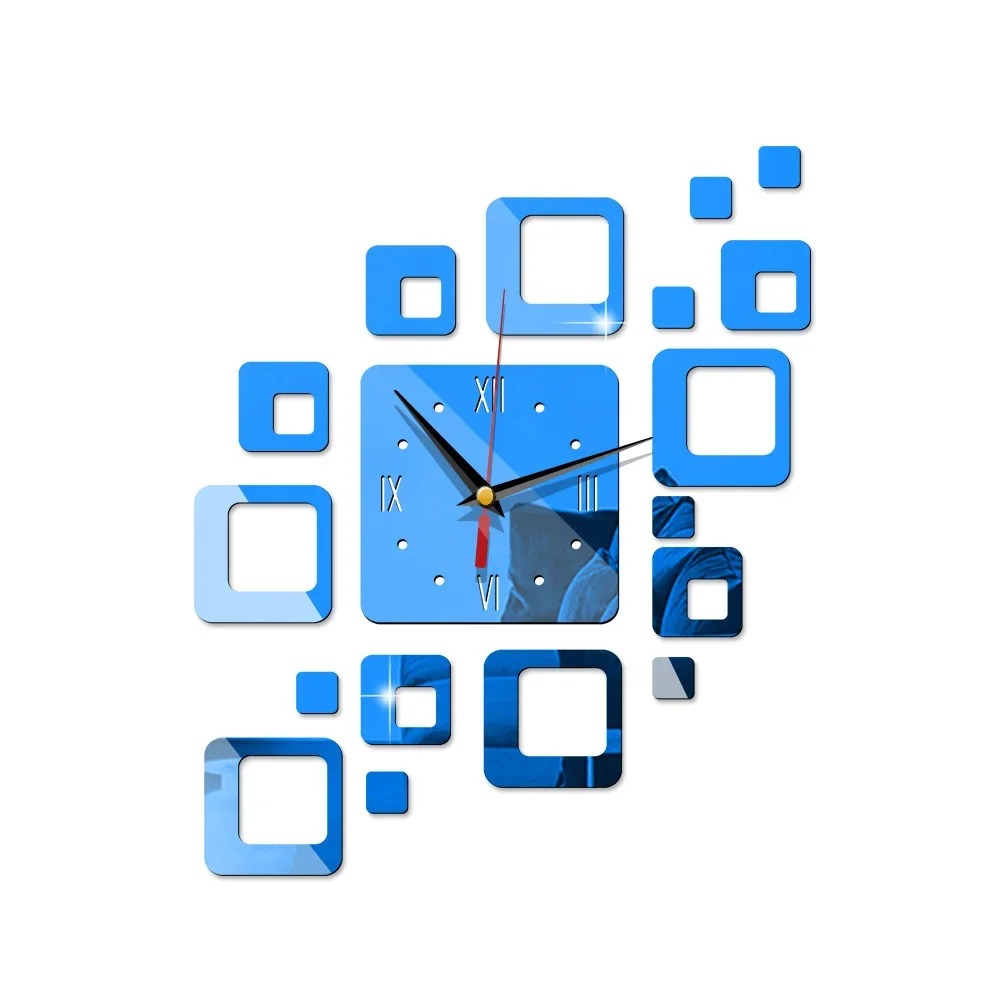 Modern Art Square Mirror Wall Clock – product view 8