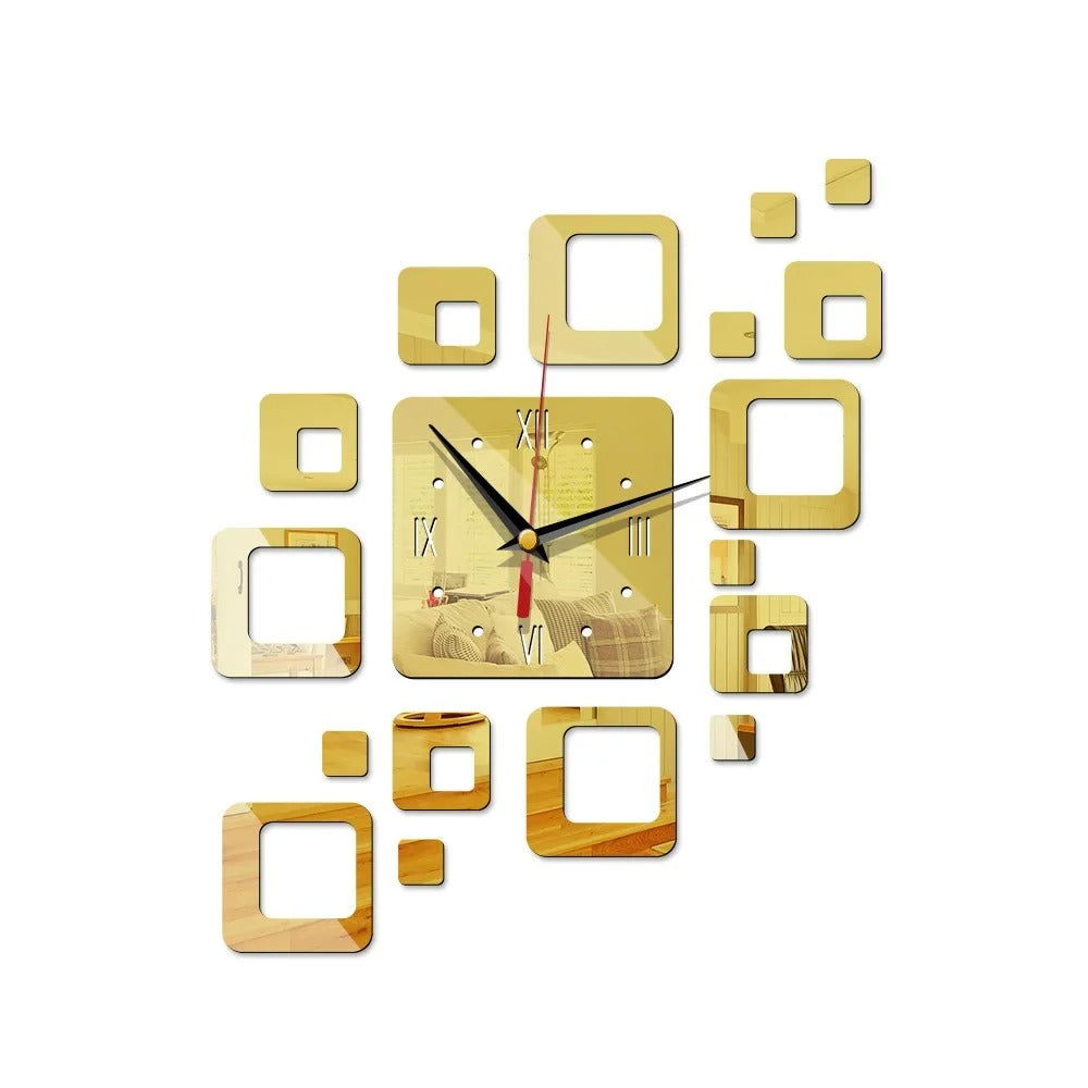 Modern Art Square Mirror Wall Clock – product view 10