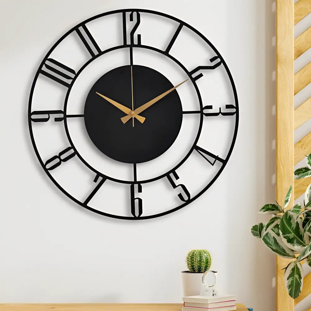 Modern Black Wood Wall Clock – view 2
