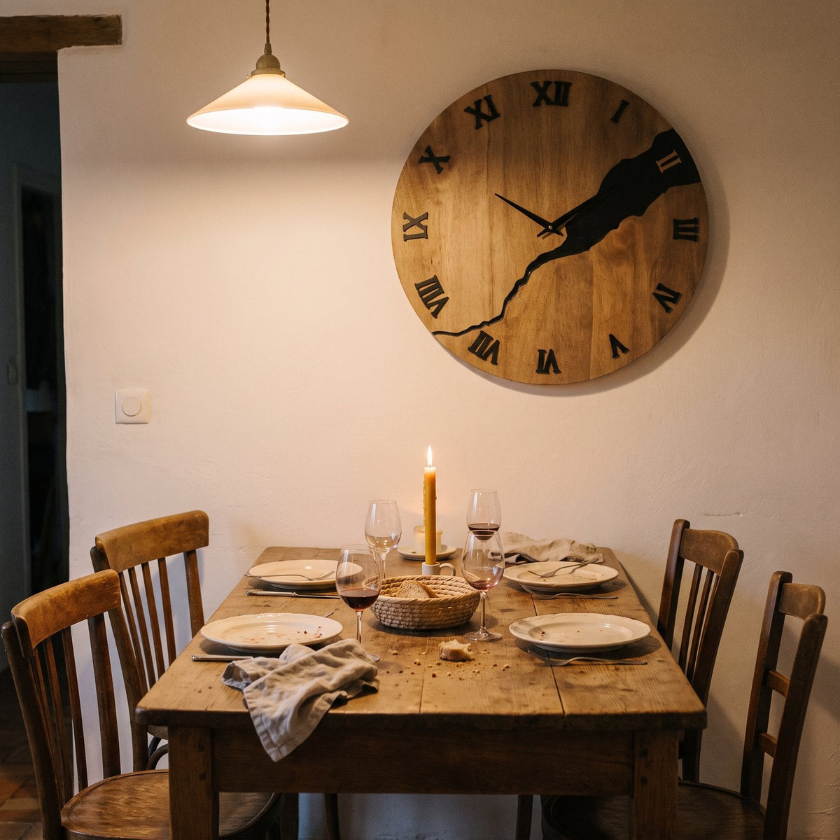 Modern Cracked Wood Wall Clock – product view 3